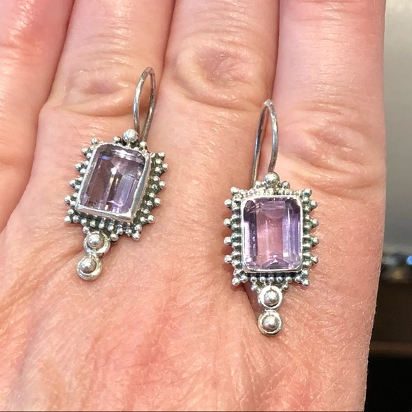 Sterling Silver Amethyst Earrings - Picture 1 of 6